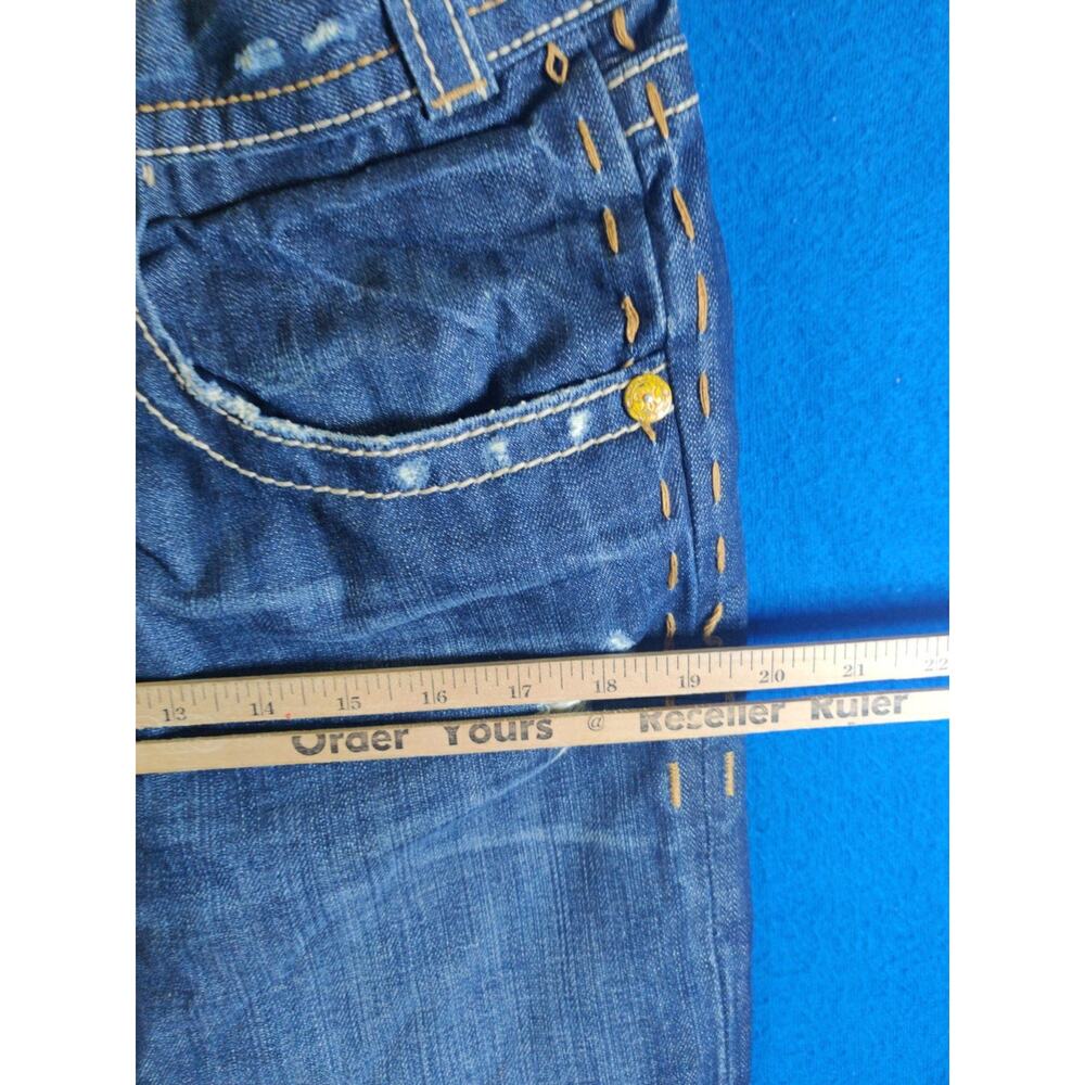 MEK Denim Women’s Shorts Size 33 Cutoff Distressed Button Fly Blue Y2K - Picture 9 of 16